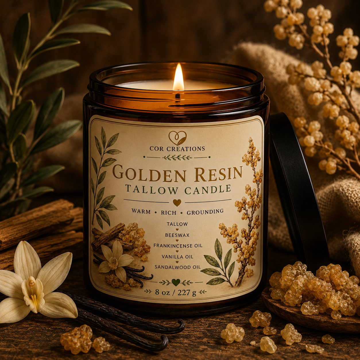 Golden Resin Tallow Candle