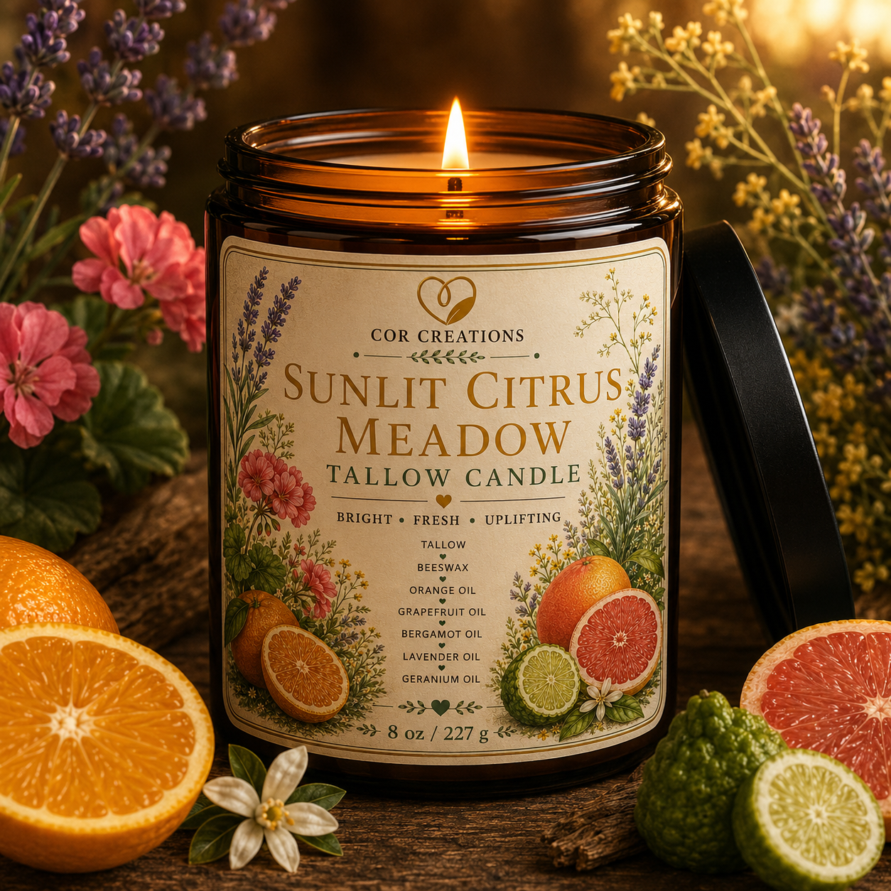 Sunlit Citrus Meadow Tallow Candle