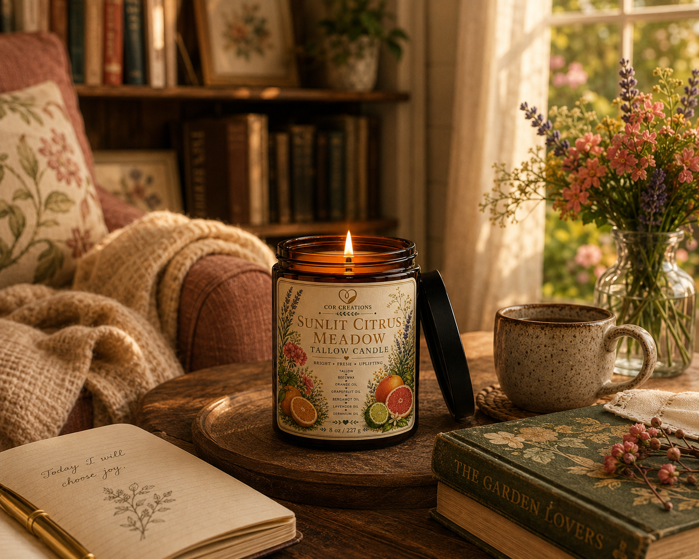 Sunlit Citrus Meadow Tallow Candle