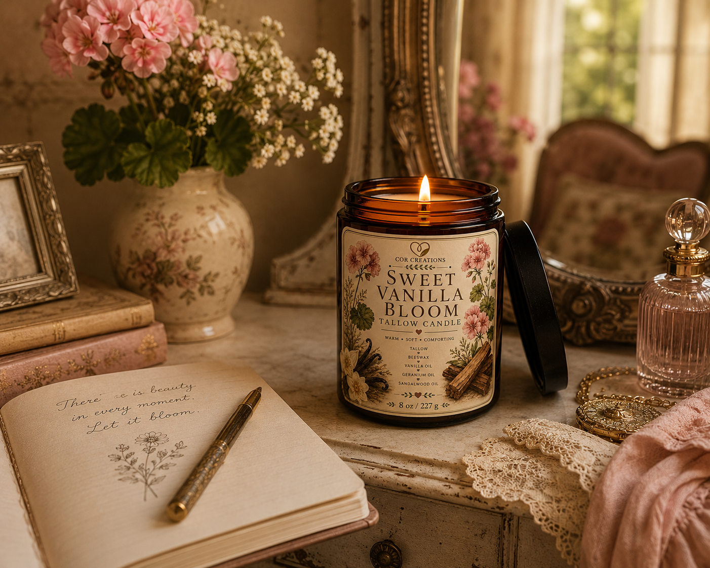 Sweet Vanilla Bloom Tallow Candle
