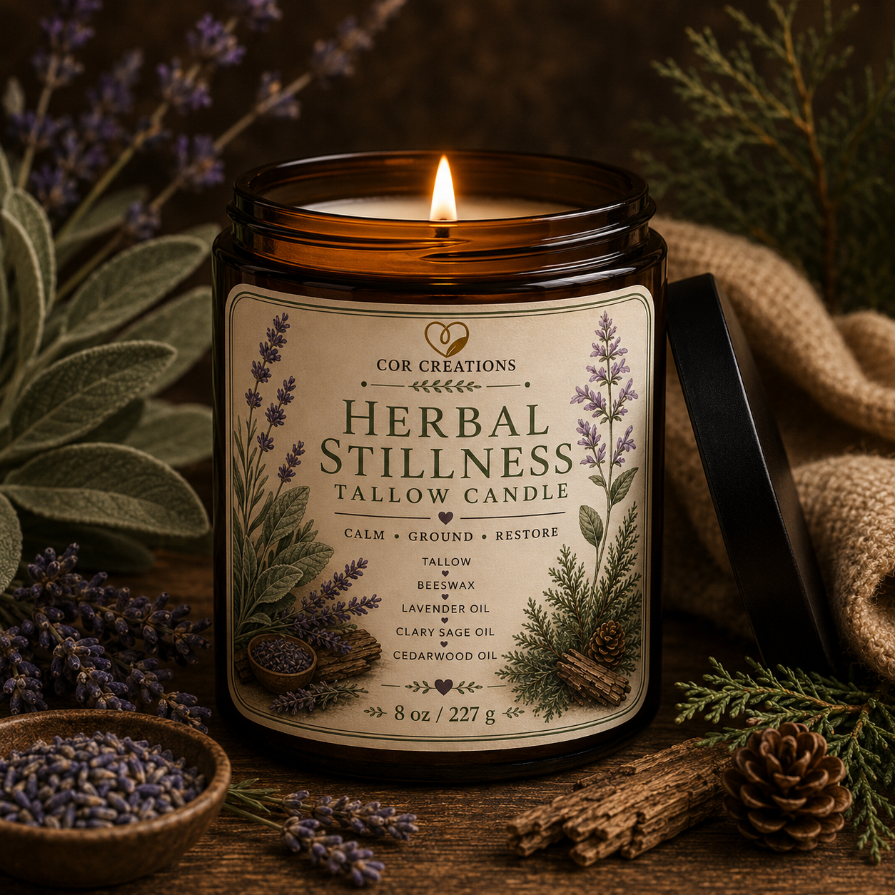 Herbal Stillness Tallow Candle